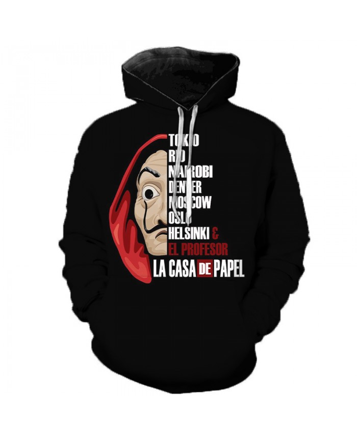 La Casa De Papel 3D Printed Hoodies Sweatshirts Money Heist TV Series Pullovers Men Women Funny Casual House of Paper Hoodies