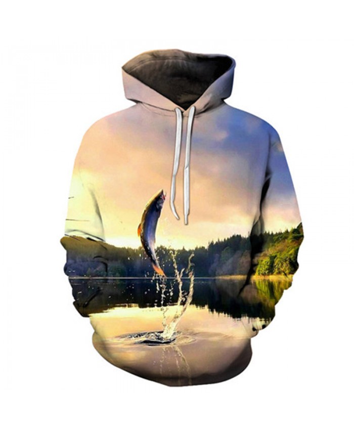 Lake 3D Hoody Fish Hoodies Men Sweatshirts Anime Tracksuit Brand Pullover Streatwear Clothing Funny Coat Drop ship