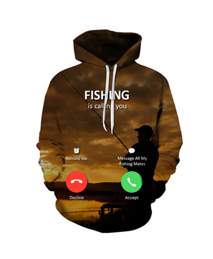 Lake 3D Hoody Fish Hoodies Men Sweatshirts Anime Tracksuit Brand Pullover Streatwear Clothing Funny Coat Drop ship B