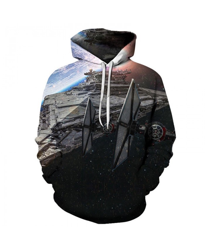 Large Spaceship Star Wars 3D Printed Mens Pullover Sweatshirt Clothing for Men 2021 Custom Pullover Hoodie Drop Ship