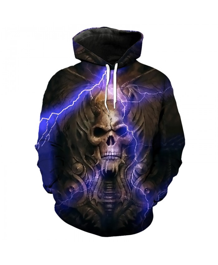 Lightning stone statue skull printed 3D hooded pullover hip hop sweatshirt Tracksuit Pullover Hooded Sweatshirt
