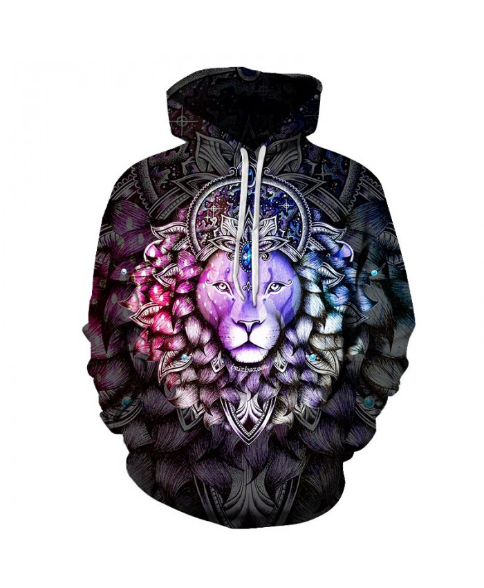 Lion Art Unisex Hoodie 3D Print Sweatshirts Pullover Harajuku Mens Hoody Streetwear Coat for Autumn