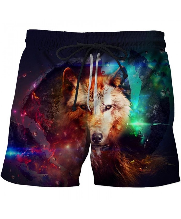 Lonely Wolf 3D Print Men Shorts Casual Cool Elastic Waist Men Summer Stone Printed Beach Shorts Male Fitness Shorts
