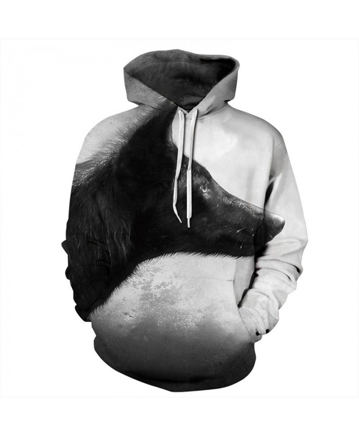 Lonely Wolf Print Fashion Street Clothes Casual Hoodie Pullover Men Women Casual Pullover Sportswear