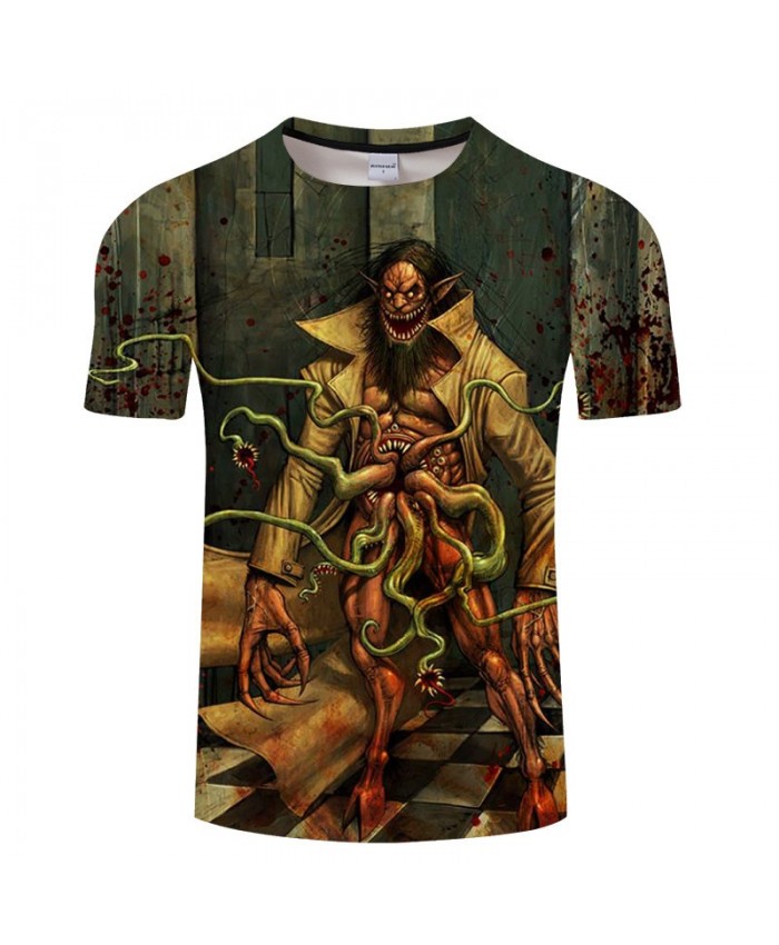 Long Piranha On The Belly 3D Print tshirt Men tshirt Summer Casual Short Sleeve Male O-neck Tops&Tee Drop Ship