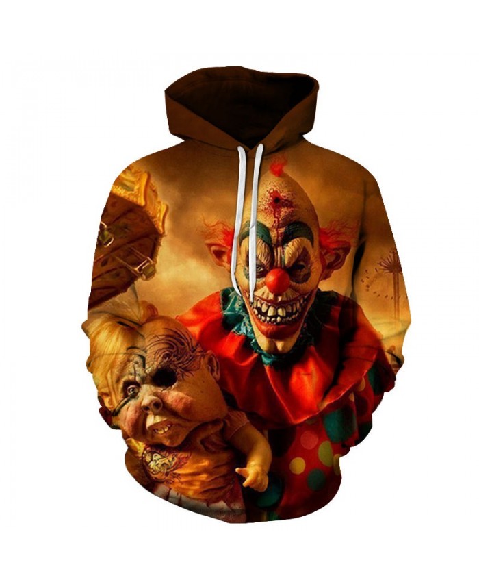 Long Red-haired Clown 3D Print Men Pullover Sweatshirt Clothing for Men Custom Pullover Hoodie Streetwear Sweatshirt