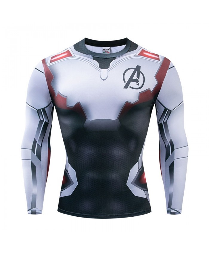 Long Sleeve Men Fitness Compression The Avengers Bodybuilding Tops Long Sleeve Mens Tee Round Neck Brand Marvel