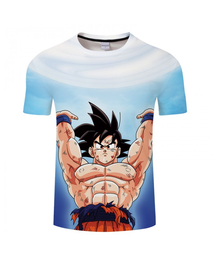 Loose Cool Summer 3D Print T shirt Men Dragon Ball Cartoon Short Sleeve Boy Tops&Tee Fashion Tshirts White Drop Ship