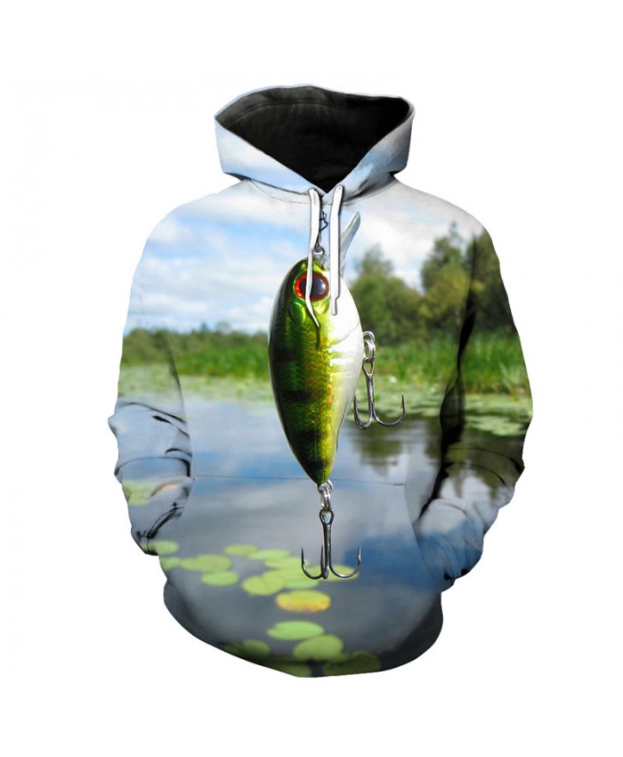Lotus Pond Fish Hook 3d Printed Fun Hooded Sweatshirts Men Women Casual Pullover Sportswear