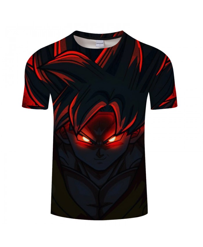 Luminous eyes Black&Red 3D Print T shirt Men Dragon Ball Summer Cartoon Short Sleeve Boy Tops&Tees Tshirts Drop Ship