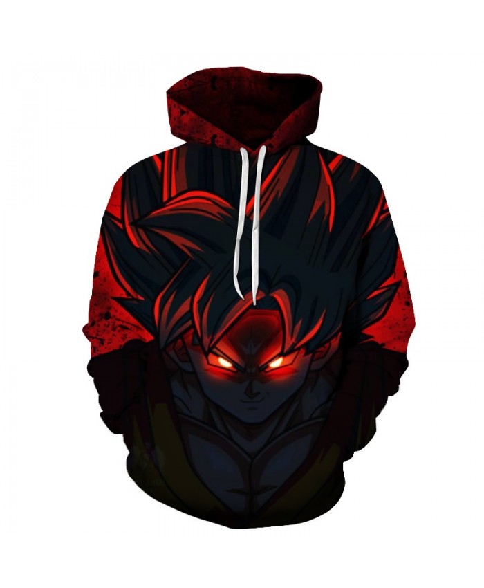 Luminous eyes Black&Red Cartoon Hoodies Men Women Band Hoodie Pullover Goku Sweatshirts Dragon Ball Top DropShip
