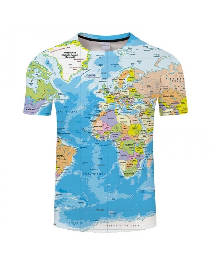 Map 3D Printed Ocean Men tshirt Mens Shirt Casual Summer Short Sleeve Male tshirt Brand Men Round Neck Tops&Tee