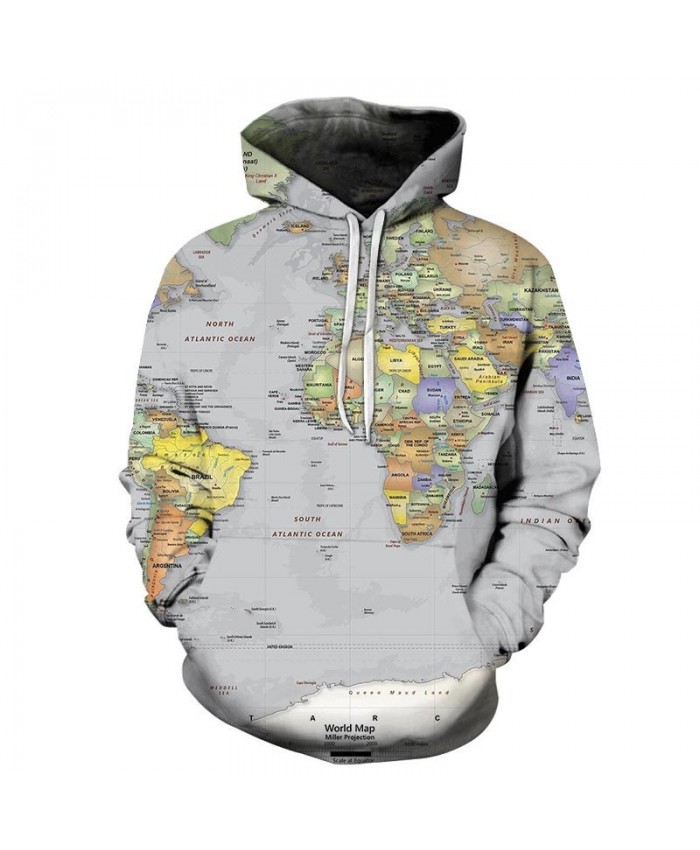Map 3D Printed South Atlantic Men Pullover Sweatshirt Pullover Hoodie Casual Streetwear Sweatshirt Fashion Men