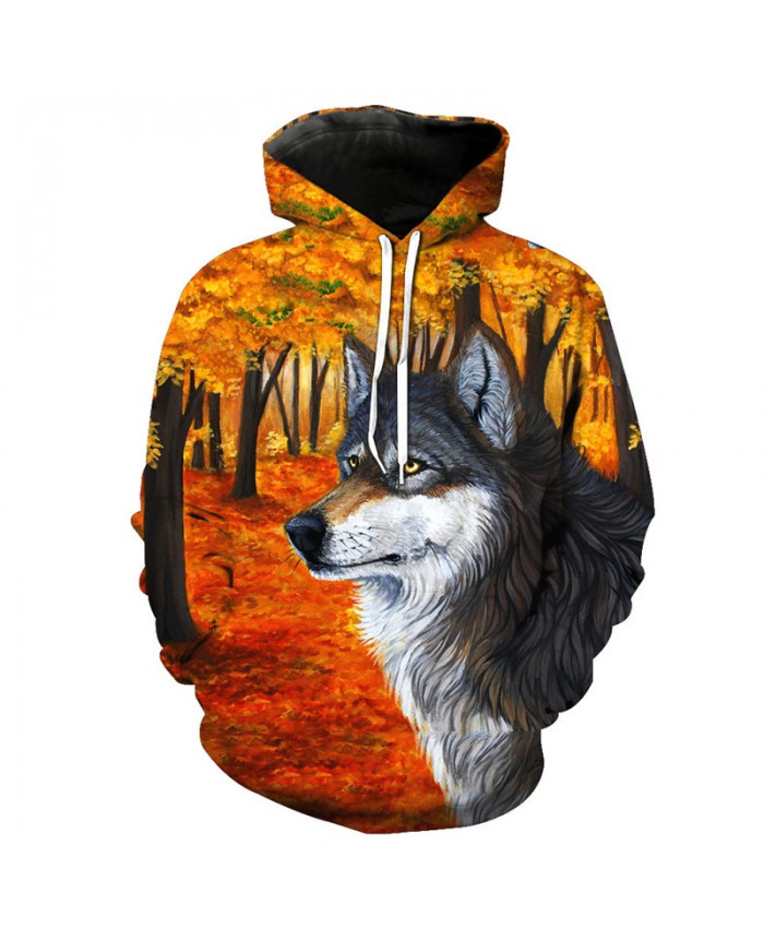 Maple Grove Wolf Printing Fashion Hooded Sweatshirt Casual Men Pullover Men Women Casual Pullover Sportswear