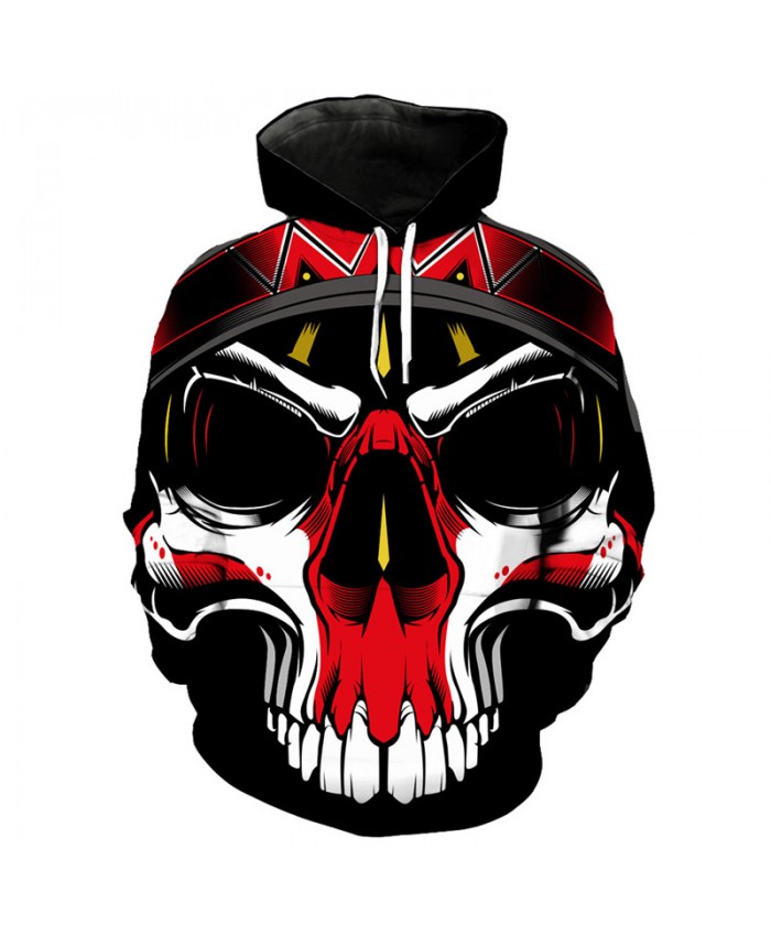 Men's 3D Hoodie Red skull printed hooded pullover hip hop streetwear Tracksuit Pullover Hooded Sweatshirt