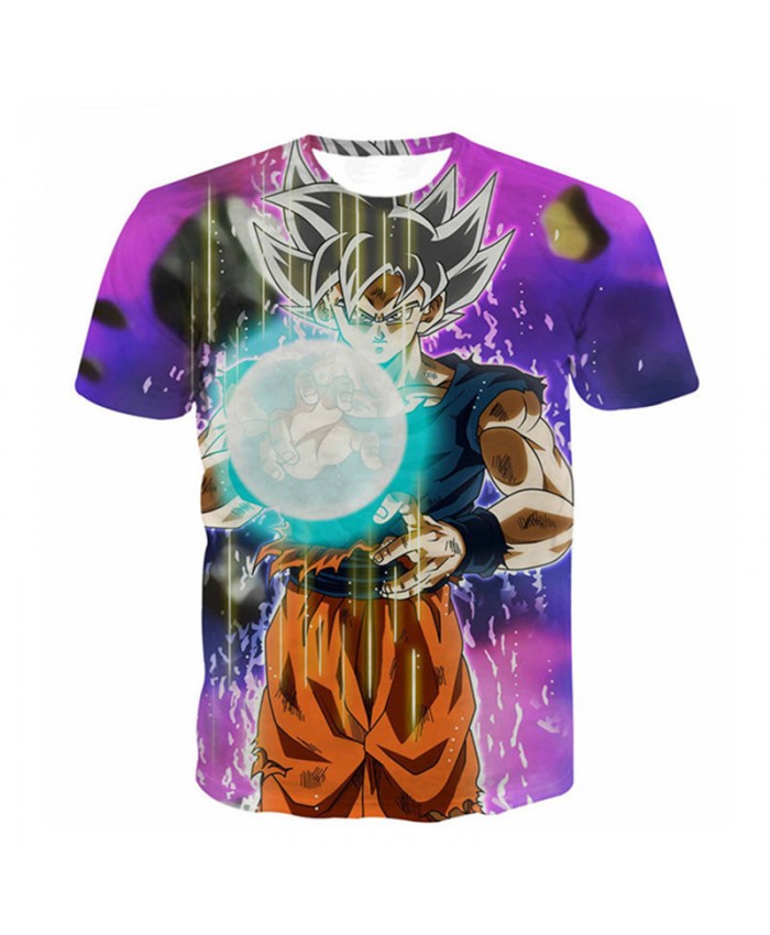 Men's Dragon Ball Z T Shirt Super Saiyan God Ultra Instinct White Hair Son Goku KAMEHAMEHA Print T-Shirt Kid Hot Anime Tee Shirt