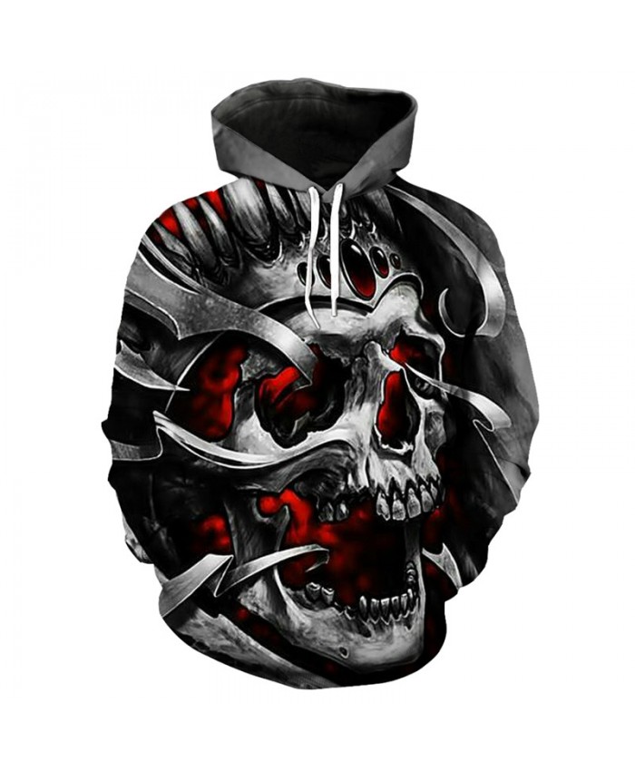 Men's fashion hoodie 3D howling metal skull printing hip hop streetwear hooded pullover Tracksuit Pullover Hooded Sweatshirt
