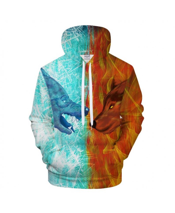 Men Hoodies 3D Wolf Hoody Print Sweatshirt Streatwear Tracksuit Casual Coat Pullover Hoodie Unisex Hit Color Dropship