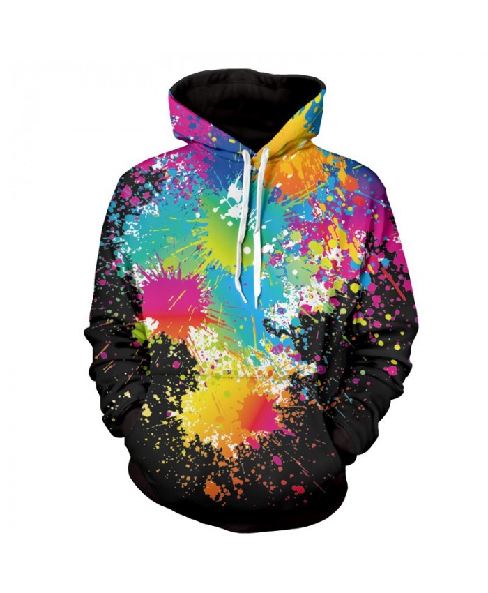 Men Women Fashion Hoodies 3D Printing Bright Color Paint Patterns Cool Sweatshirt
