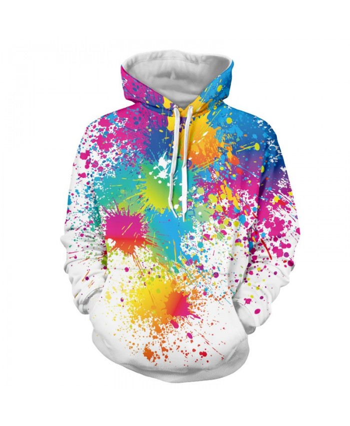 Men Women Fashion Hoodies 3D Printing Bright Color Paint Patterns Cool Sweatshirt A