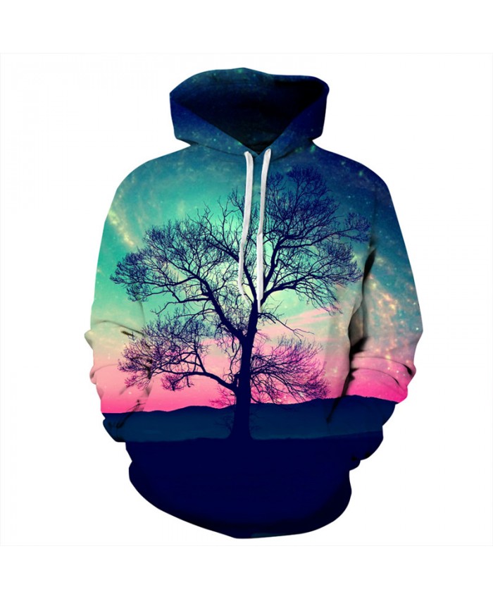 Men Women Hoodies Color Sky Desert Tree Printing Fashion Hooded Sweatshirt Men Women Casual Sportwear