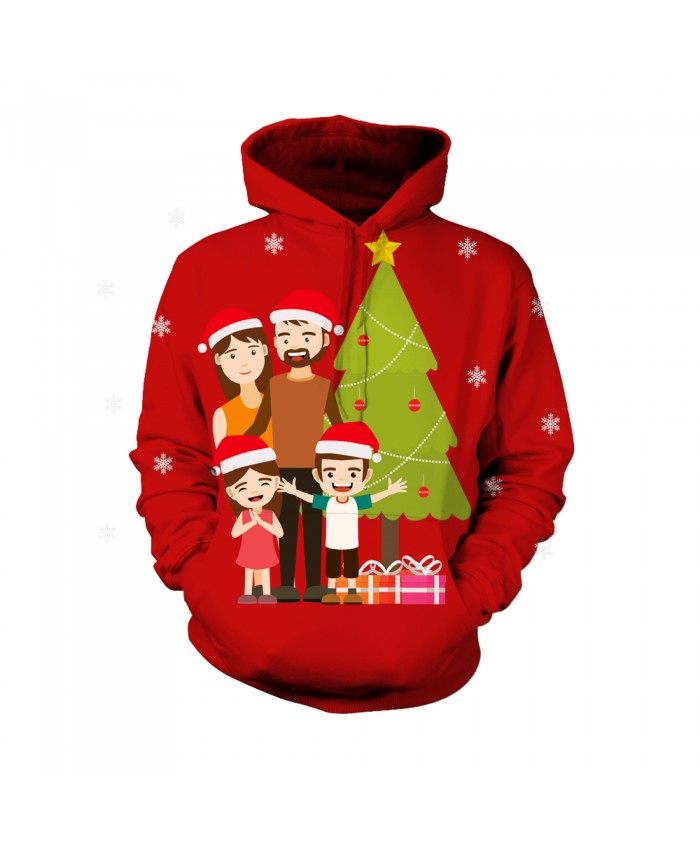 Merry Christmas The pattern of a happy family Funny Fashion Christmas Hoodie Sweatshirt