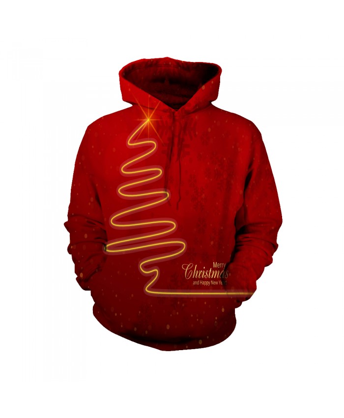 Merry Christmas red hoodie with golden pattern Funny Fashion Christmas Hoodie Sweatshirt