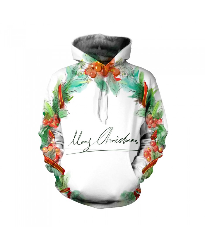 Merry Christmas the pattern of Christmas Garland Funny Fashion Christmas Hoodie Sweatshirt