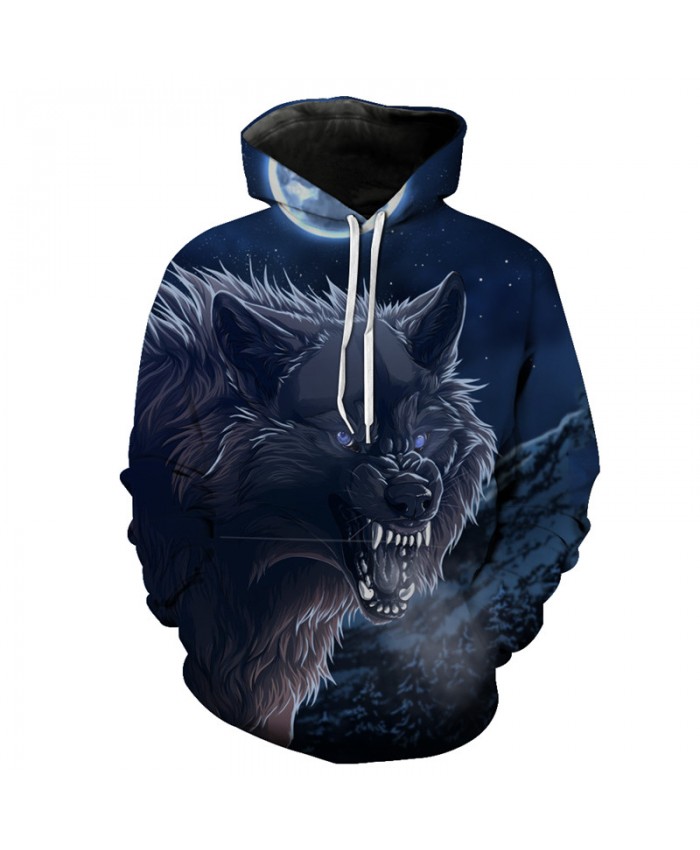 Midnight Howl Angry Wolf Hooded Sweatshirt Neutral Hoodies Men Women Casual Pullover Sportswear