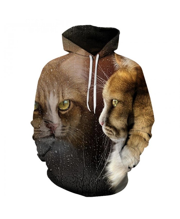 Mirror Surface Cat 3D Printed Mens Pullover Sweatshirt Pullover Casual Hoodie Men Streetwear Sweatshirt Hoodie Tops
