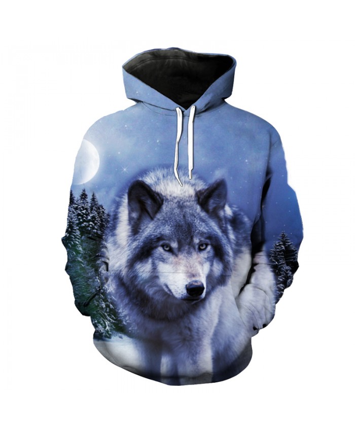 Month Snow Forest Hoodie Sweatshirt Fashion Wolf style Hooded Pullovers Men Women Casual Pullover Sportswear