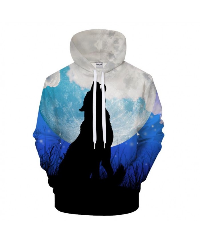 Moon 3D Hoodies Men Wolf Hoody Print hoodie Harajuku Sweatshirt Streatwear Tracksuit Pullover Coat Unisex Drop ship