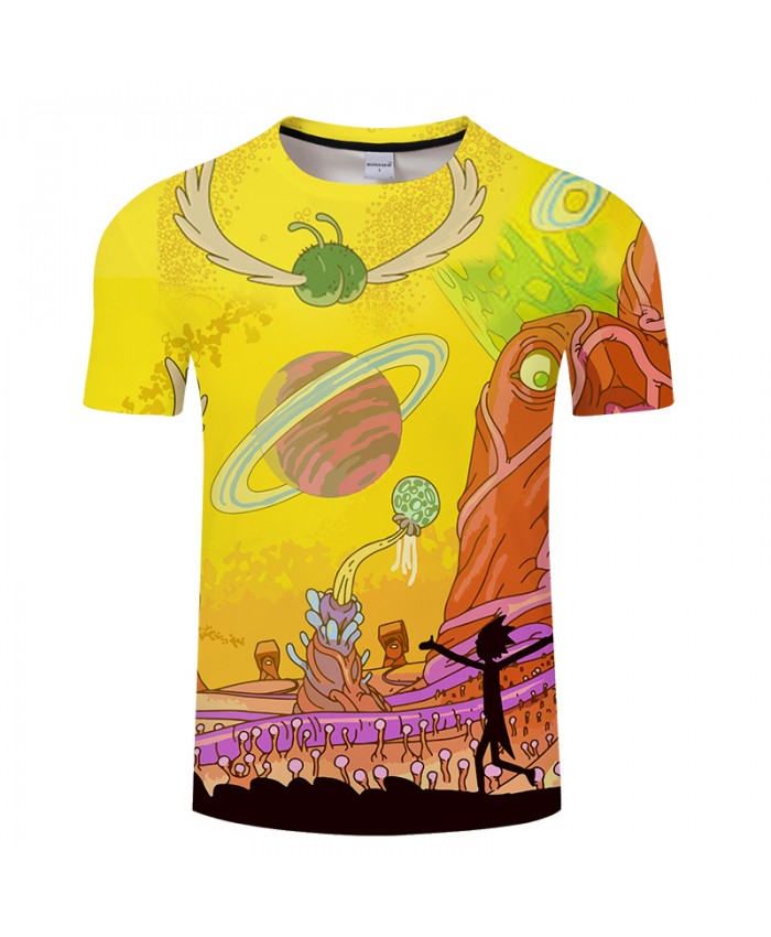 Moon and monsters 3D Print t shirt Men Women tshirts Summer Anime Short Sleeve O-neck Tops&Tees Rick Hot Drop Ship
