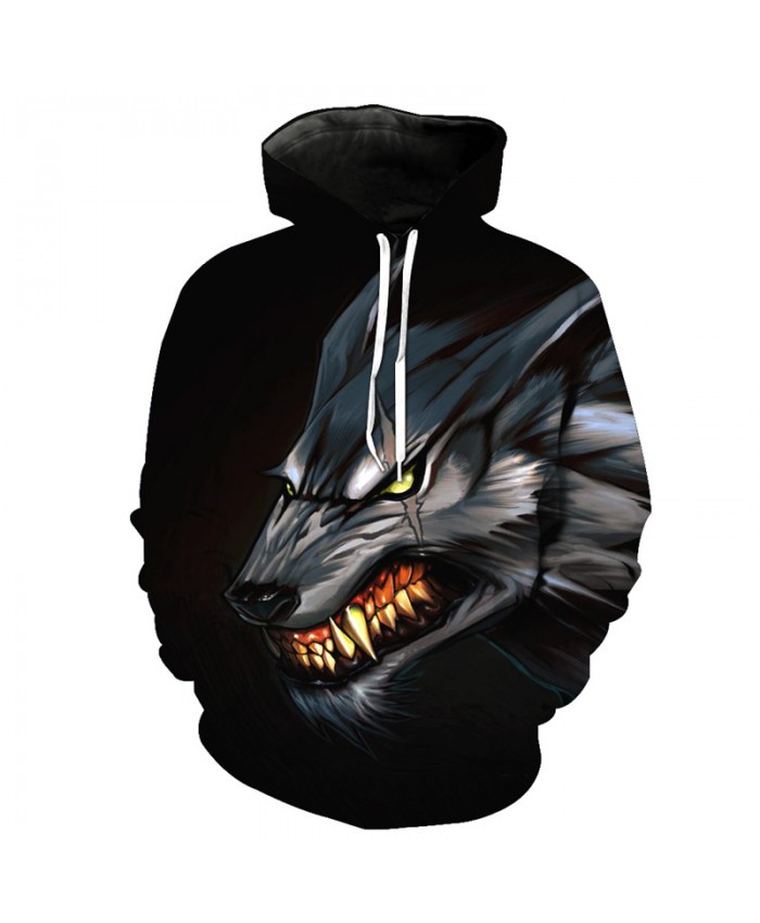 More Teeth Fierce Metal Wolf Casual Hooded Sweatshirt Street Pullovers Men Women Casual Pullover Sportswear