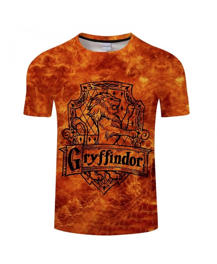 Movie 3D Print Gryffindor Men tshirt Crossfit Shirt Casual Summer Short Sleeve Male T Shirt Men Brand Round Neck Men