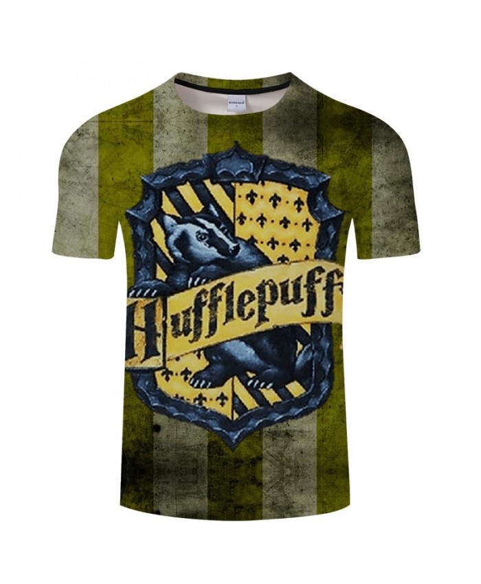 Movie 3D Printed School badge Hufflepuff Men tshirt Crossfit Shirt Casual Summer Short Sleeve Male tshirt Brand Men