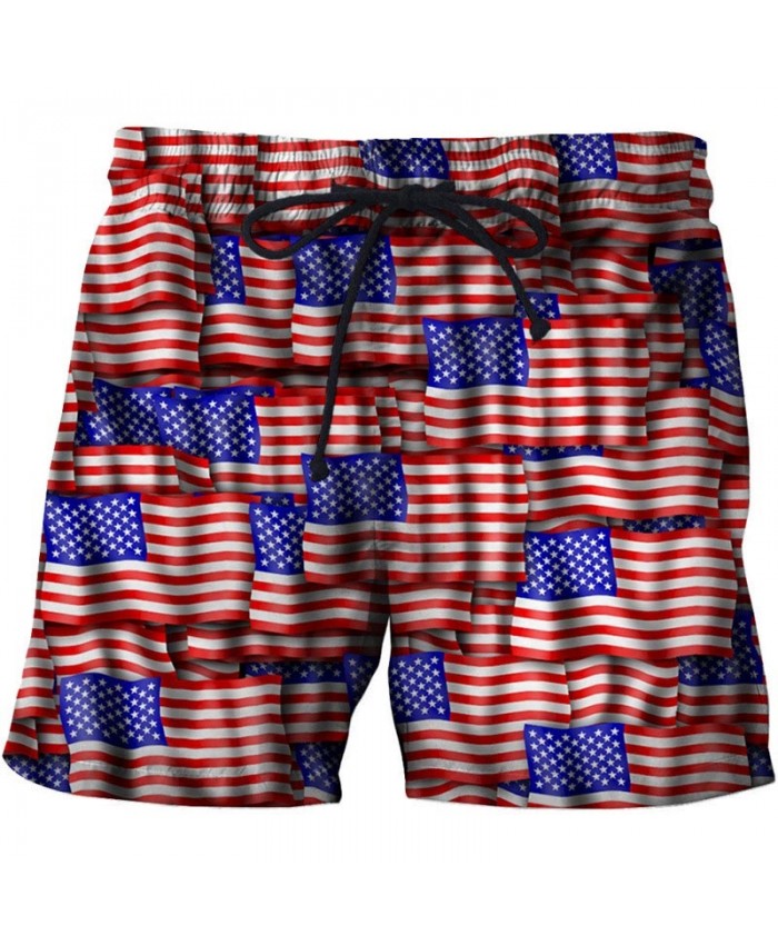 Multi-faceted Flag Men 3D Printed Beach Shorts Summer Male Quick Dry Breathable USA Flag Casual Summer Board Short