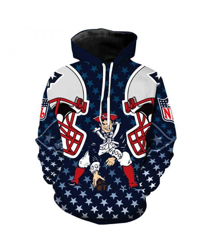 NFL American football Fashion 3D Print hooded sweatshirt cool pullover New England Patriots