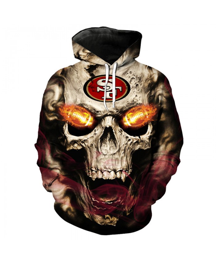 NFL roaring skull pullover fashion San Francisco 49ers hooded sweatshirt hip hop streetwear