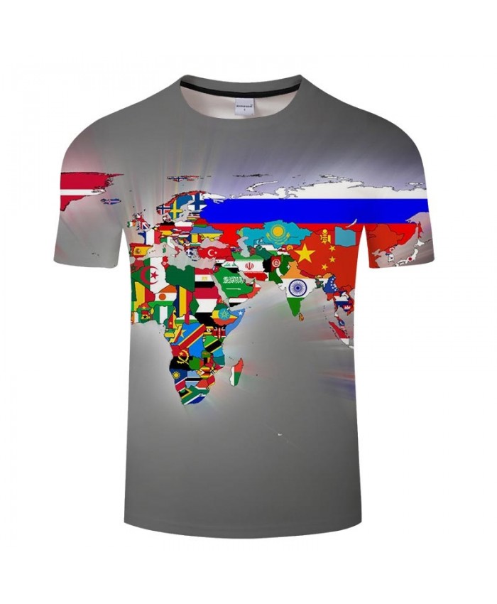 National Flag Map 3D Print Men tshirt Mens Shirt Casual Summer Short Sleeve Men T Shirts Fashion Men Round Neck