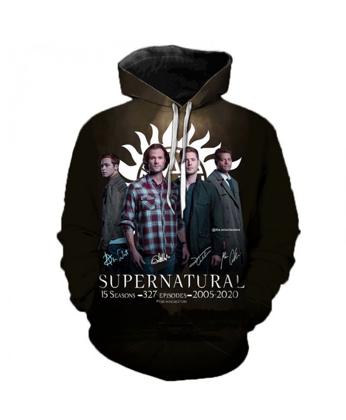 New Arrival Supernatural 3D Print Hoodie Men/Women Fashion Casual Sweatshirt Supernatural Pullover Streetwear Oversized Hoodies E