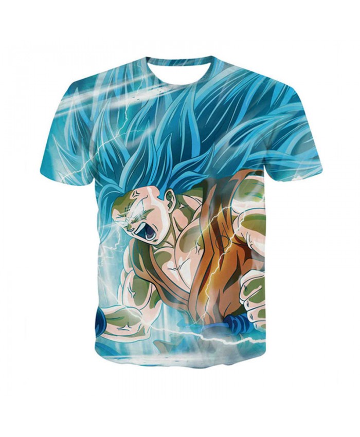New Dragon Ball Z Vegeta T Shirt Men Cartoon Anime T Men Blue Super Saiyan Lightning T-shirt 3D Tee Shirt Homme Summer