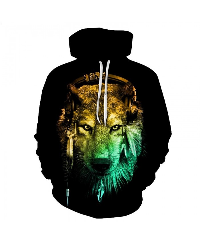 New Fashion Men/Women 3D Sweatshirts Print DJ Wolf Hoodies Autumn Winter Thin Hooded Pullovers Tops
