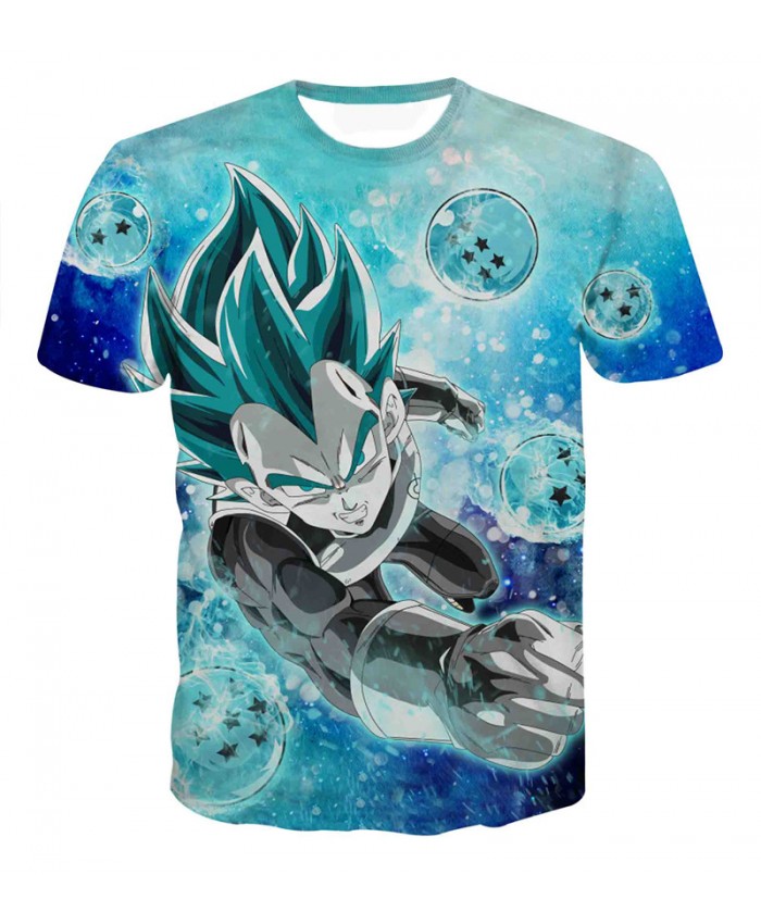 New Fashion Summer T-shirt Men Short Sleeve Anime Dragon Ball T Shirt Homme 3D Vegeta Super Saiya Printed Tee Shirt Homme C