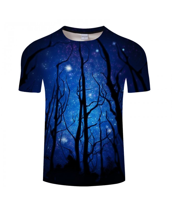 Night Forests with Moon Prints T-shirt Men's tshirt 2019 Summer New Short Sleeve Tops Tees Plus Size Drop Ship