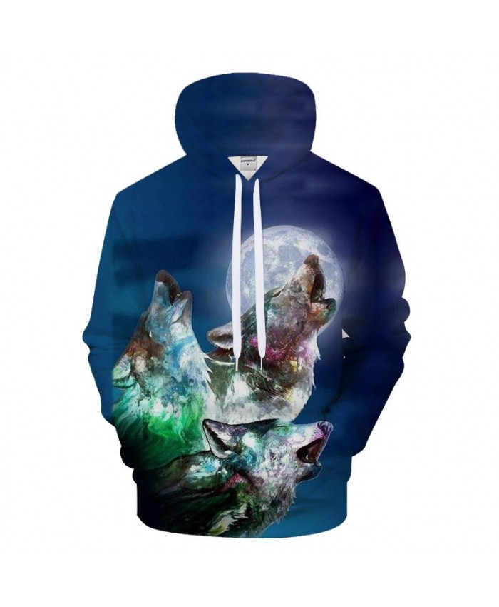Night Sky Wolf Hoodies Men 3D Sweatshirts Harajuku Hoody Quality Pullover Streatwear Tracksuits 6XL Moon Drop ship
