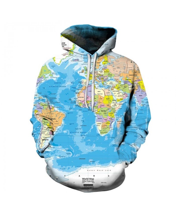 Ocean Map 3D Printed Men Pullover Sweatshirt Pullover Hoodie Casual Streetwear Sweatshirt Fashion Tracksuit Men