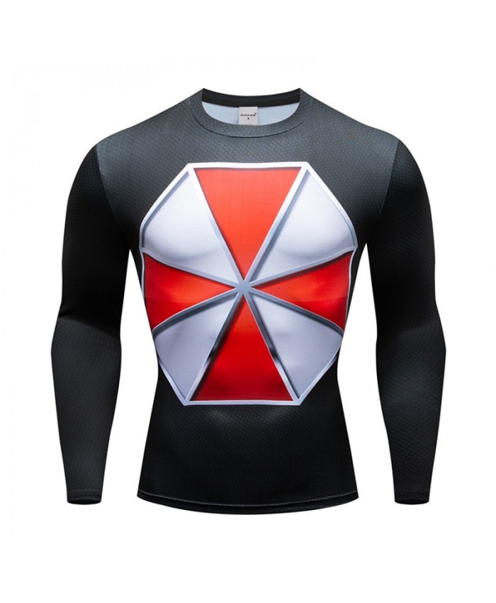 Octagon Super Hero Compression Men Tshirt Bodybuilding Fitness Tops T shirt Long Sleeve Tees Cosplay Brand Crossfit New