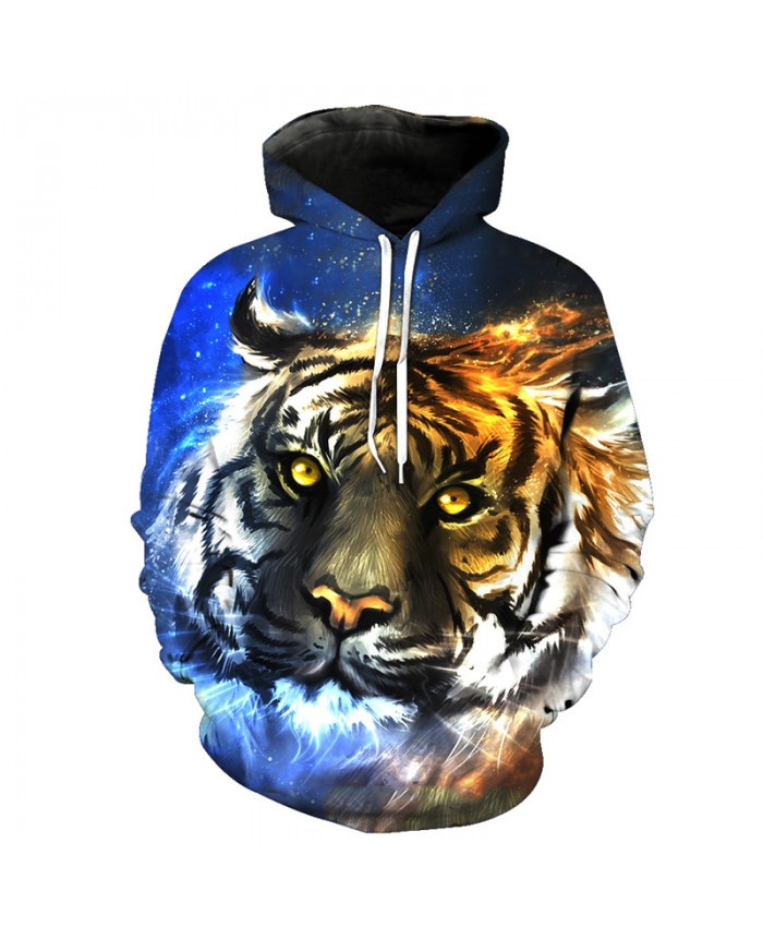 Oil painting Tiger Fashion Pullover Autumn Hooded Sweatshirt Casual Hoodie Autumn Tracksuit Pullover Hooded Sweatshirt