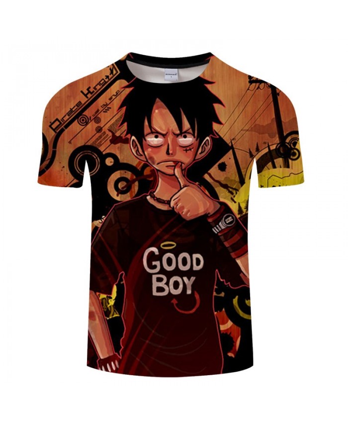 One Piece Good Boy 3D Printed Men tshirt Crossfit Shirt Casual Summer Short Sleeve Male tshirt Round Neck Top Men